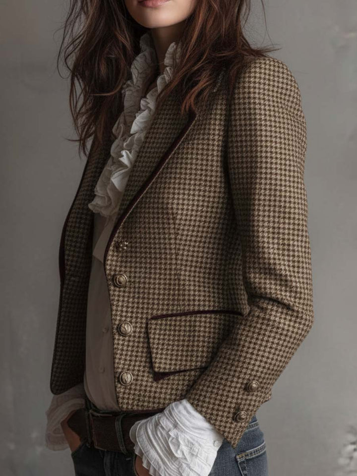 Betty | Classic Houndstooth Tailored Blazer Jacket