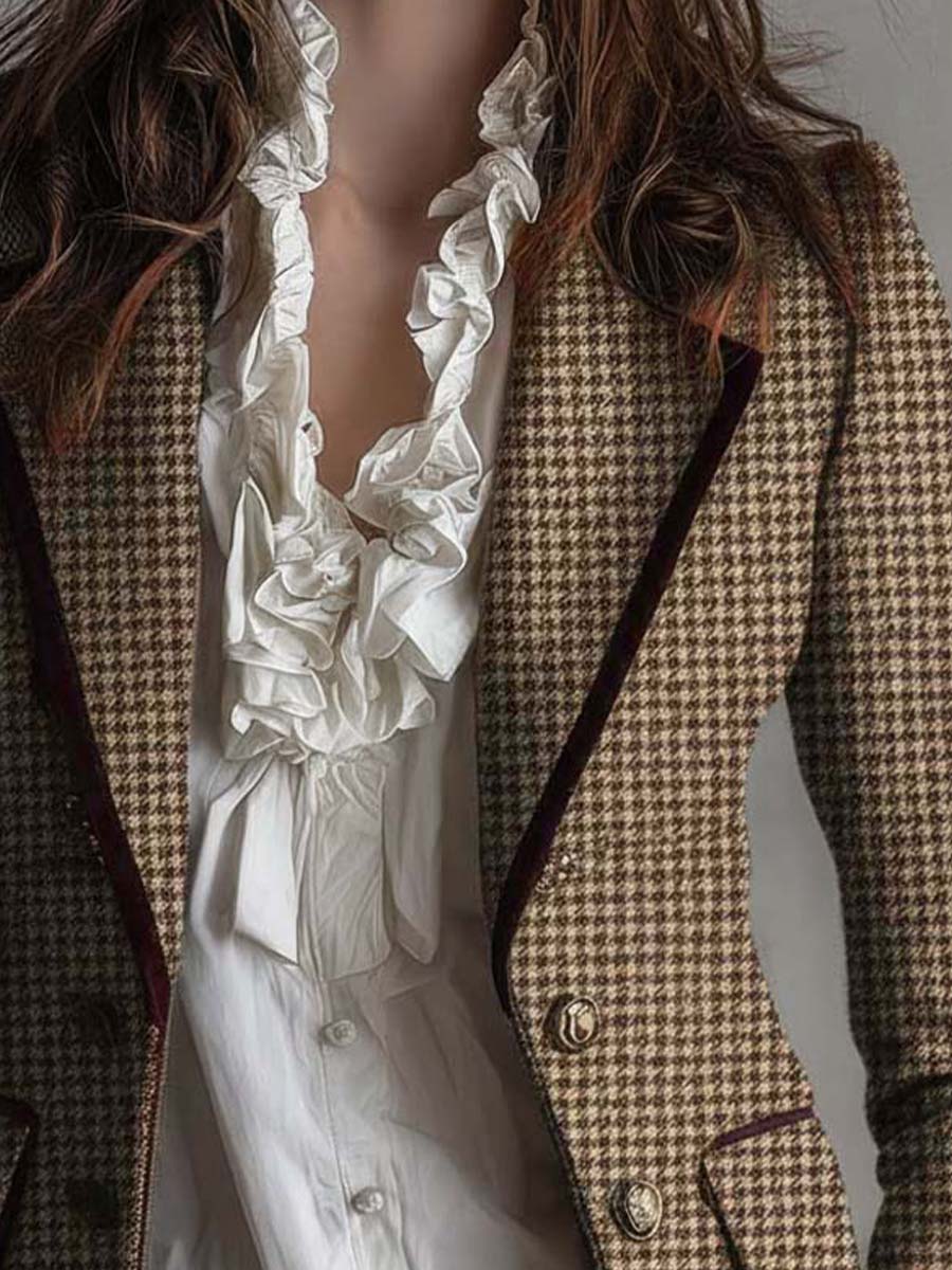 Betty | Classic Houndstooth Tailored Blazer Jacket