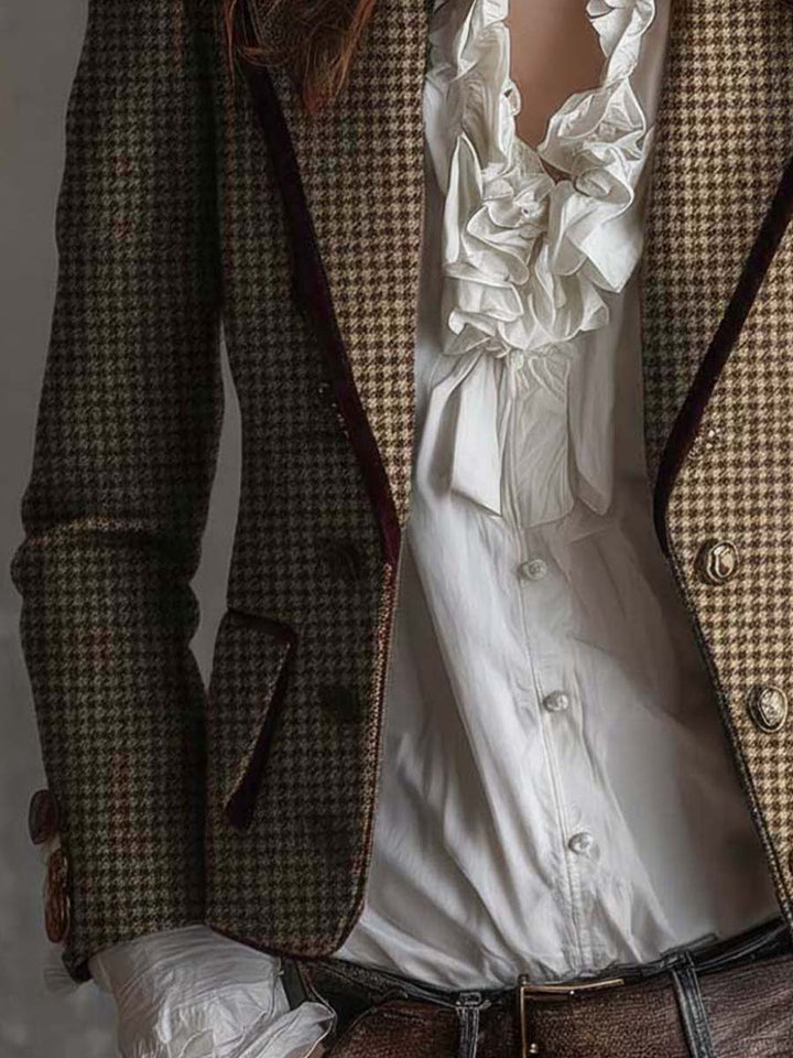 Betty | Classic Houndstooth Tailored Blazer Jacket
