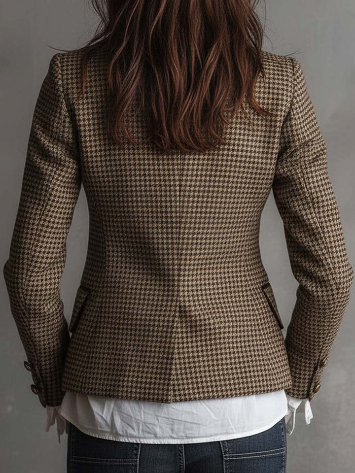 Betty | Classic Houndstooth Tailored Blazer Jacket