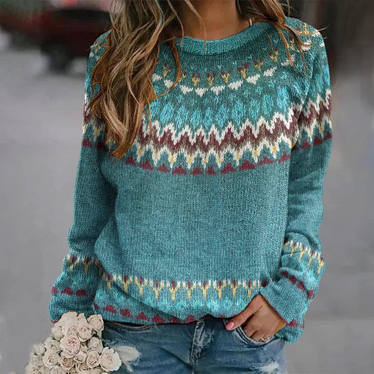 Betty | Fair Isle Crew Neck Knit Sweater