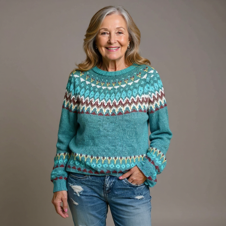 Betty | Fair Isle Crew Neck Knit Sweater