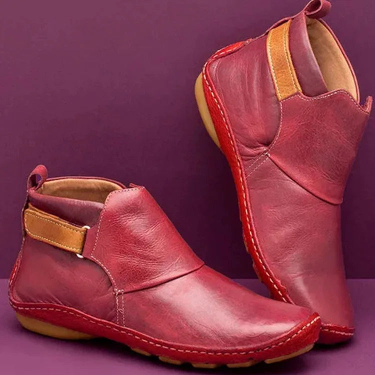 Betty | Timeless Hand-Stitched Leather-Look Ankle Boots