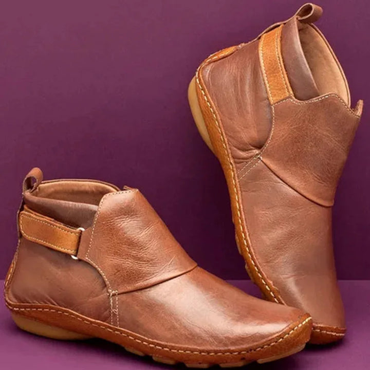 Betty | Timeless Hand-Stitched Leather-Look Ankle Boots