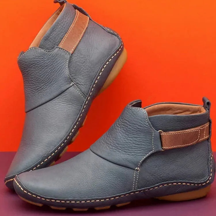 Betty | Timeless Hand-Stitched Leather-Look Ankle Boots