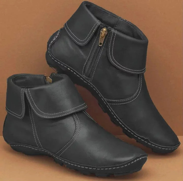 Betty | Timeless Hand-Stitched Leather-Look Ankle Boots