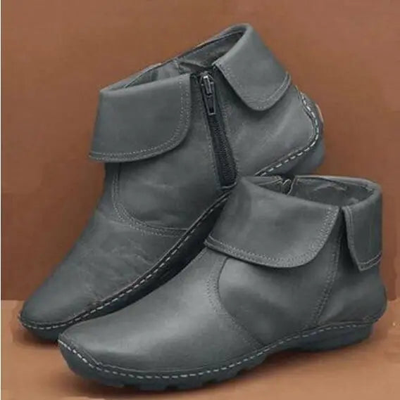 Betty | Timeless Hand-Stitched Leather-Look Ankle Boots