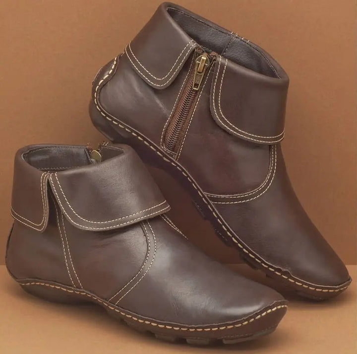 Betty | Timeless Hand-Stitched Leather-Look Ankle Boots