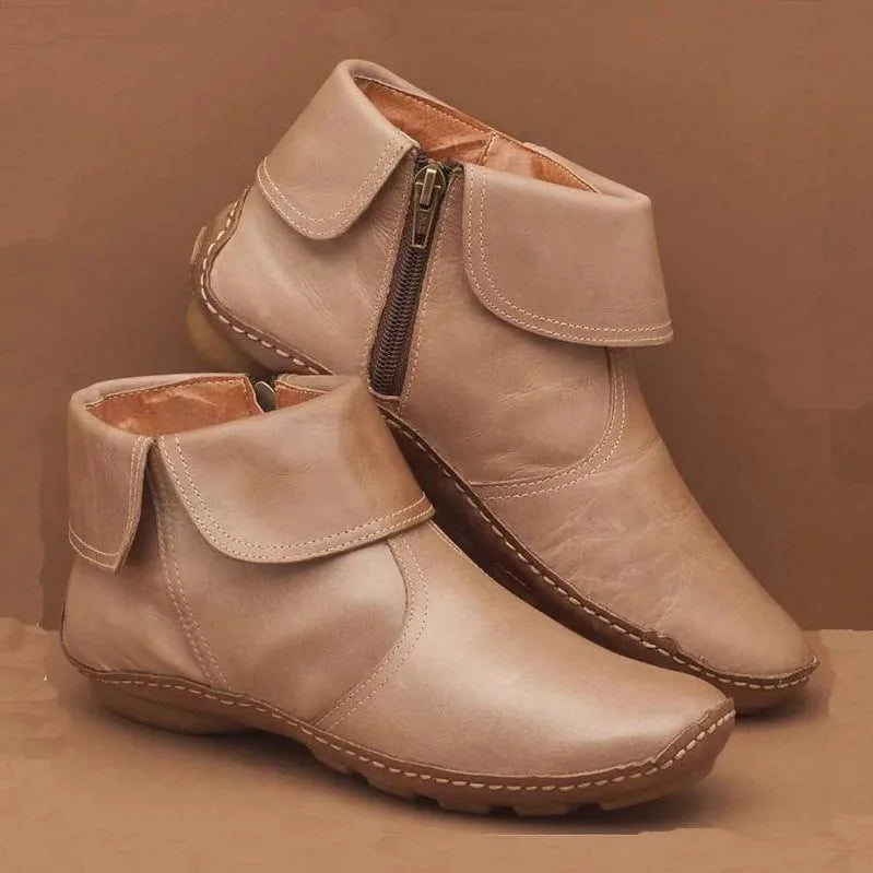 Betty | Timeless Hand-Stitched Leather-Look Ankle Boots