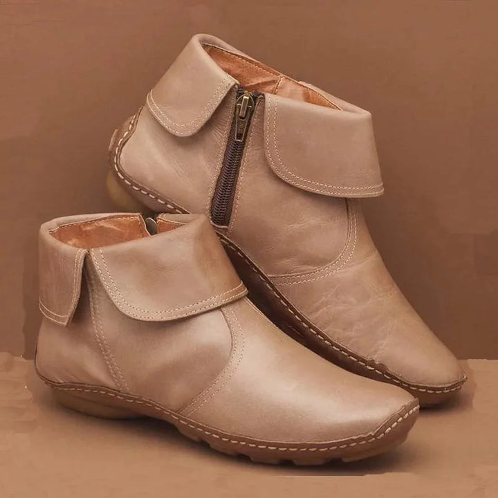 Betty | Timeless Hand-Stitched Leather-Look Ankle Boots