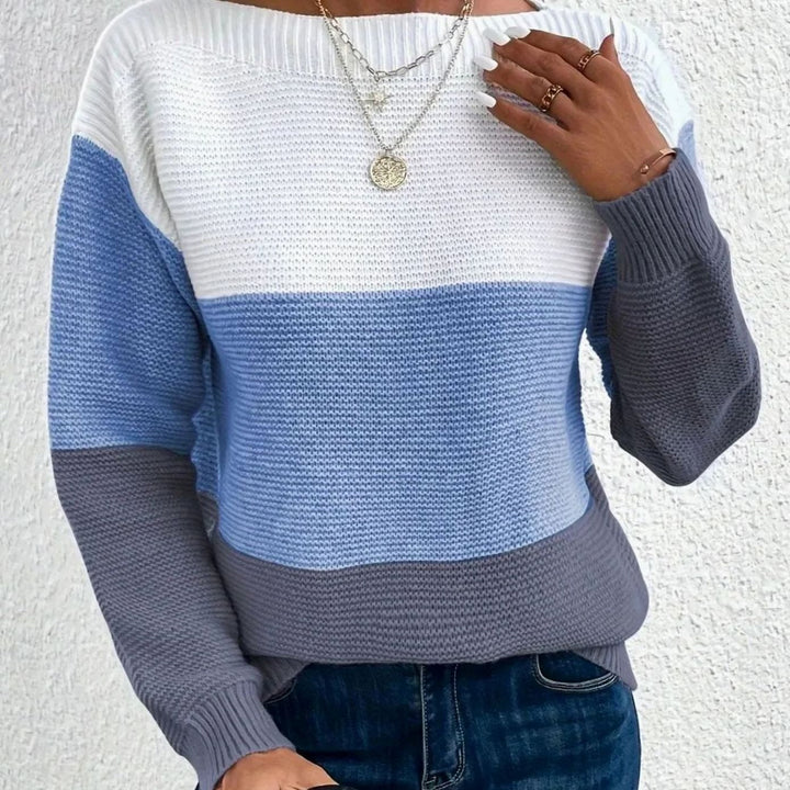 Beverly | Elegant Color-Block Crew Neck Knit Sweater