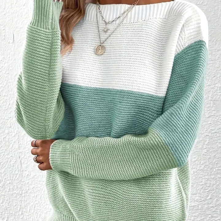 Beverly | Elegant Color-Block Crew Neck Knit Sweater