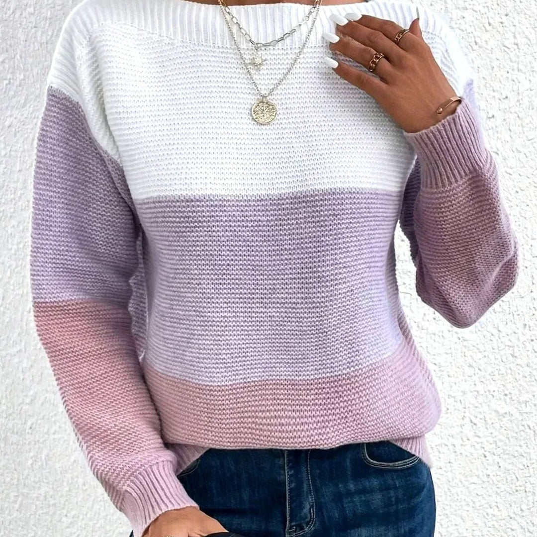 Beverly | Elegant Color-Block Crew Neck Knit Sweater