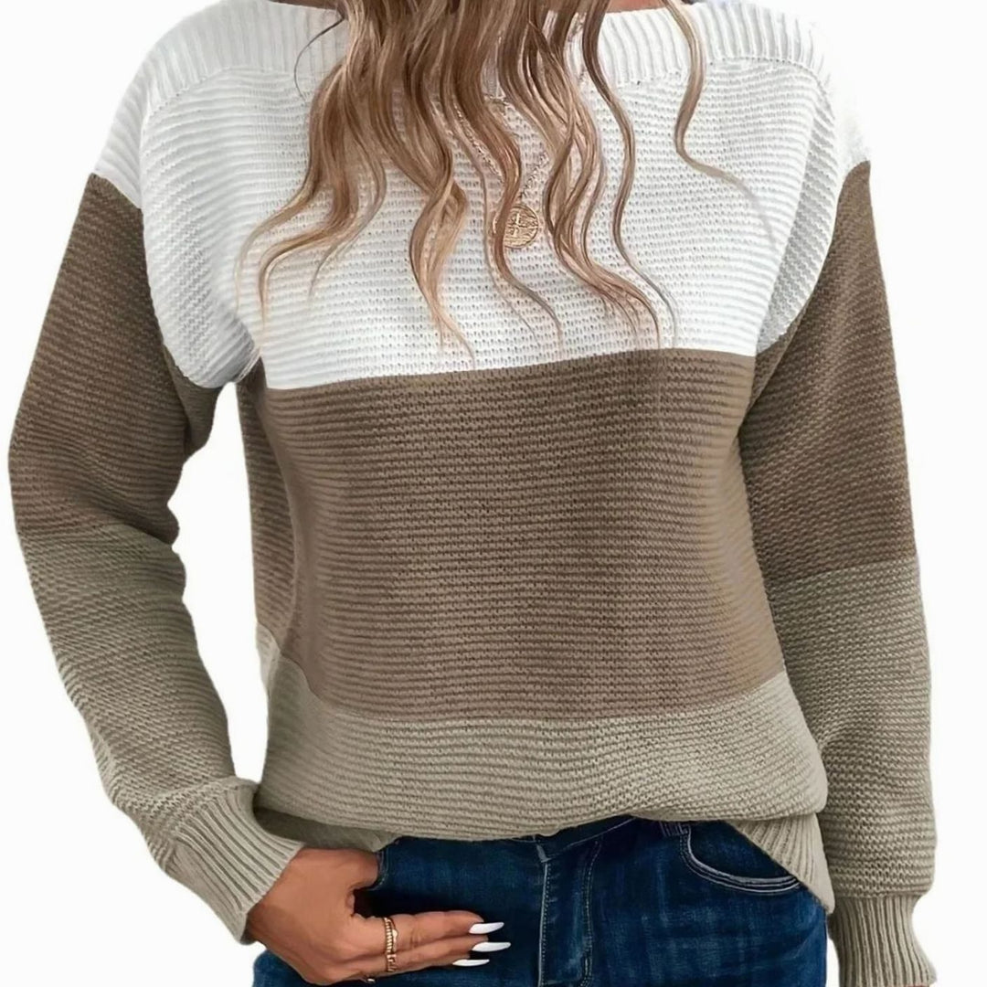 Beverly | Elegant Color-Block Crew Neck Knit Sweater