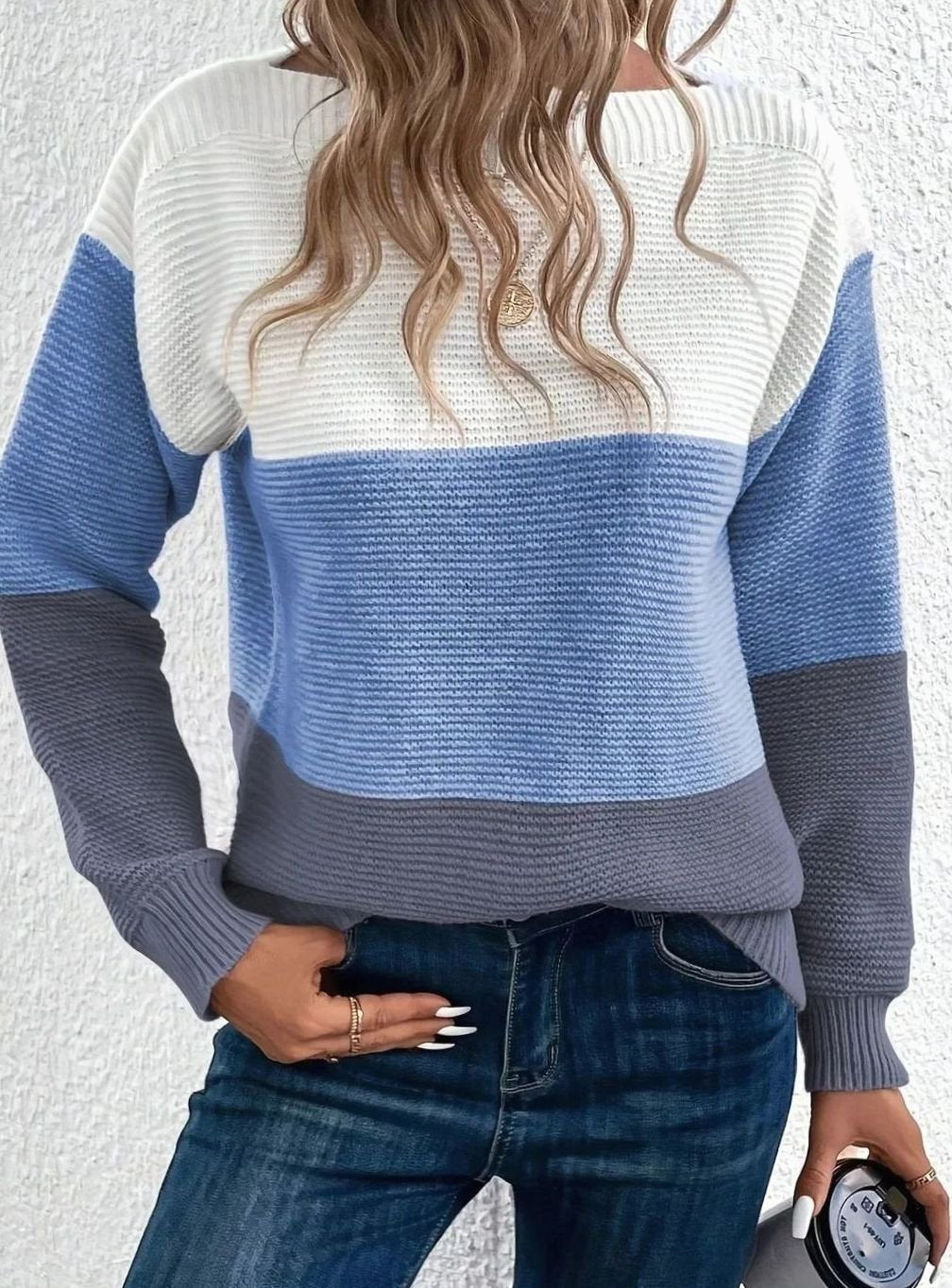 Beverly | Elegant Color-Block Crew Neck Knit Sweater