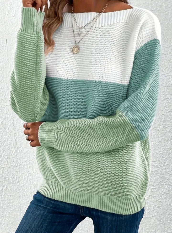 Beverly | Elegant Color-Block Crew Neck Knit Sweater