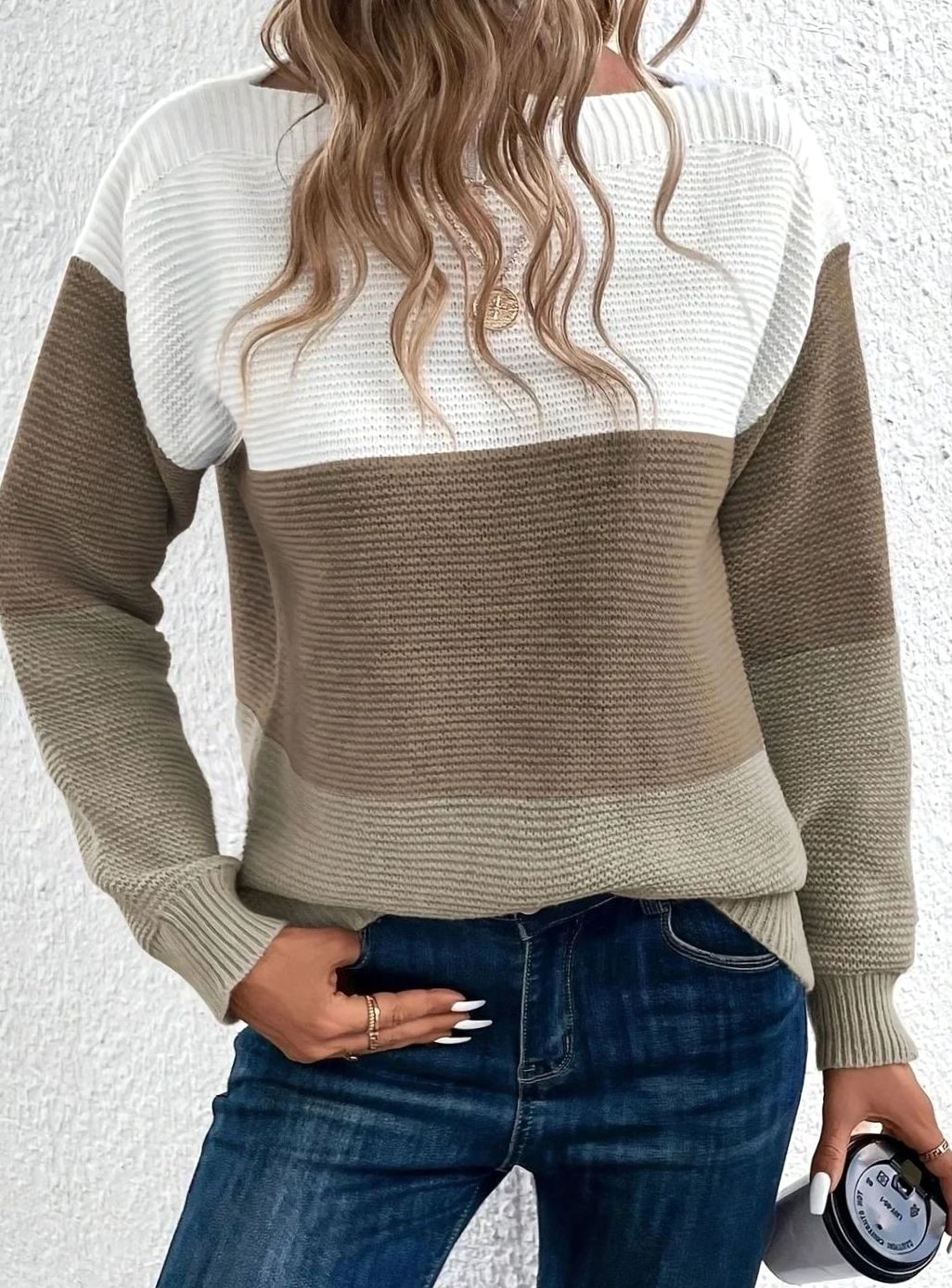 Beverly | Elegant Color-Block Crew Neck Knit Sweater