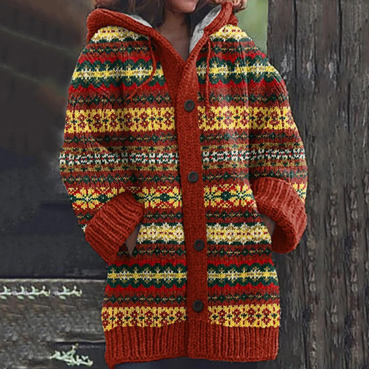 Beverly | Fair Isle Hooded Chunky Knit Cardigan