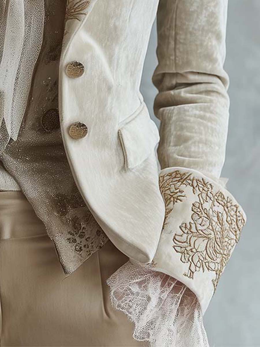 Beverly | Graceful Floral Embroidered Long Sleeve Blazer