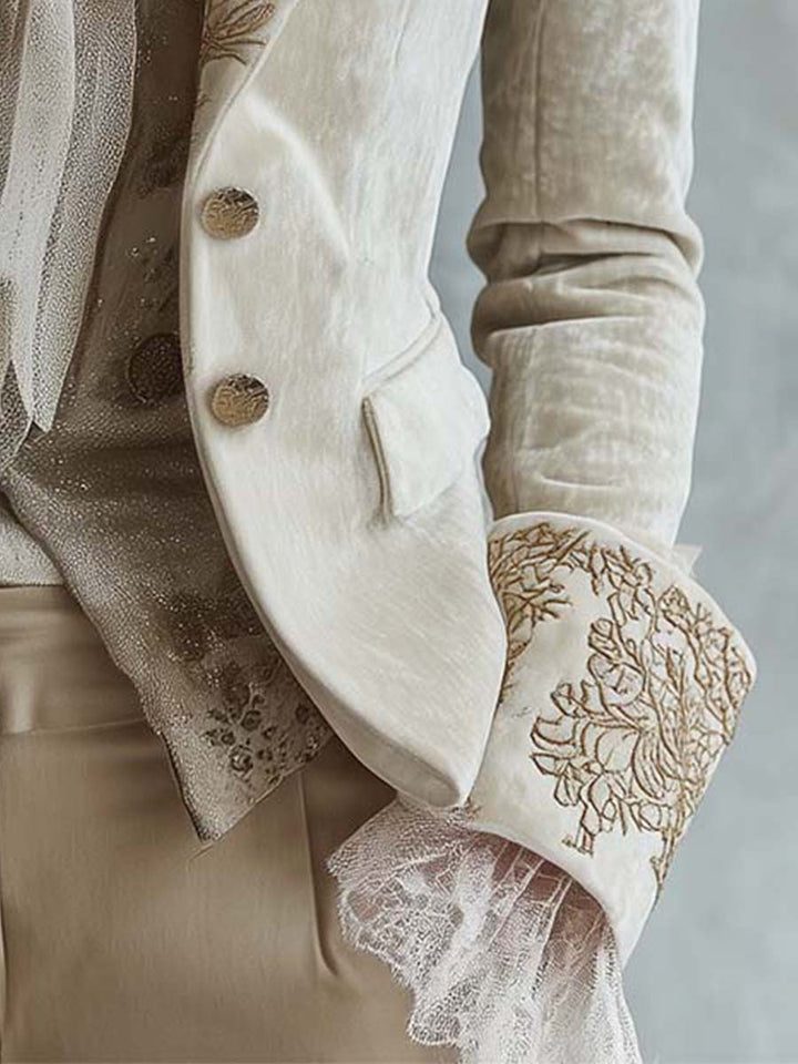 Beverly | Graceful Floral Embroidered Long Sleeve Blazer