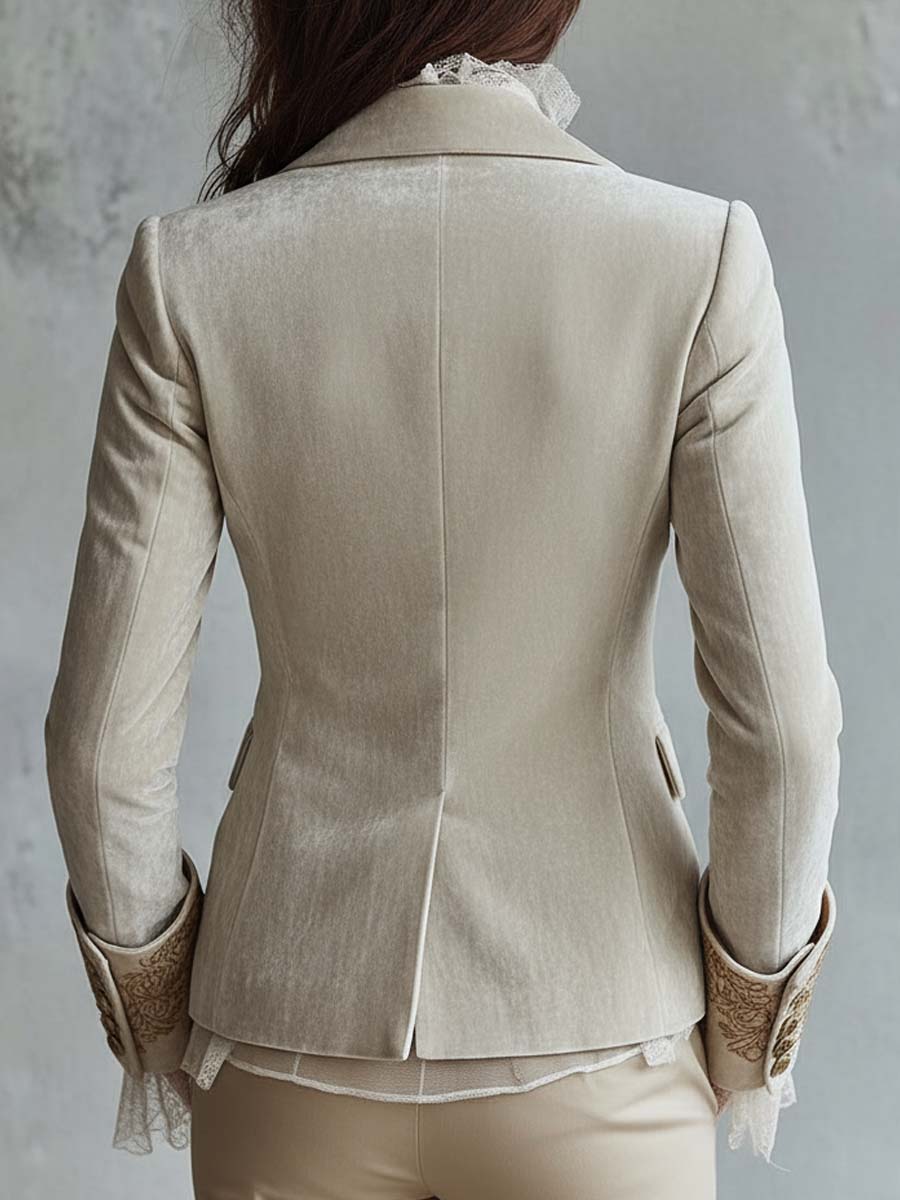 Beverly | Graceful Floral Embroidered Long Sleeve Blazer