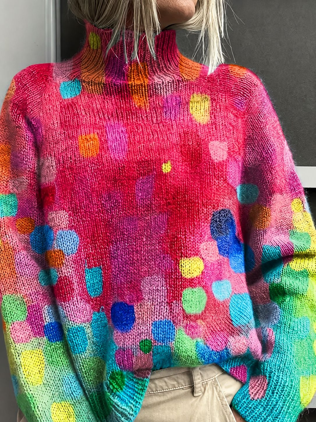 Beverly | Oversized Confetti Knit Turtleneck Sweater