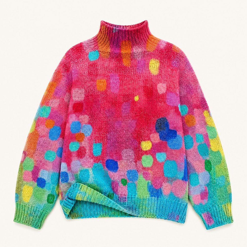 Beverly | Oversized Confetti Knit Turtleneck Sweater