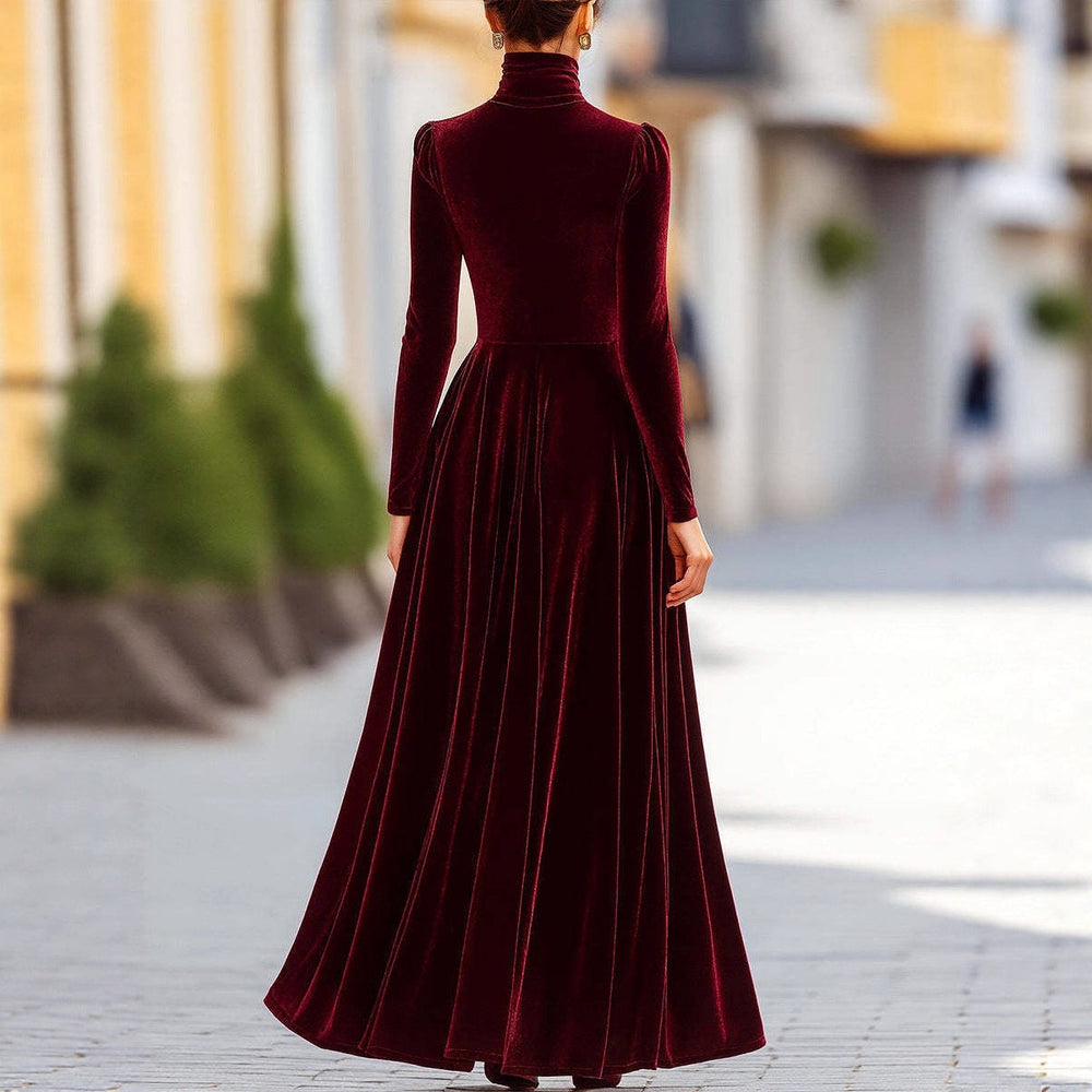 Beverly | Stylish Plush Puff Sleeve Winter Wedding Guest Maxi Dress
