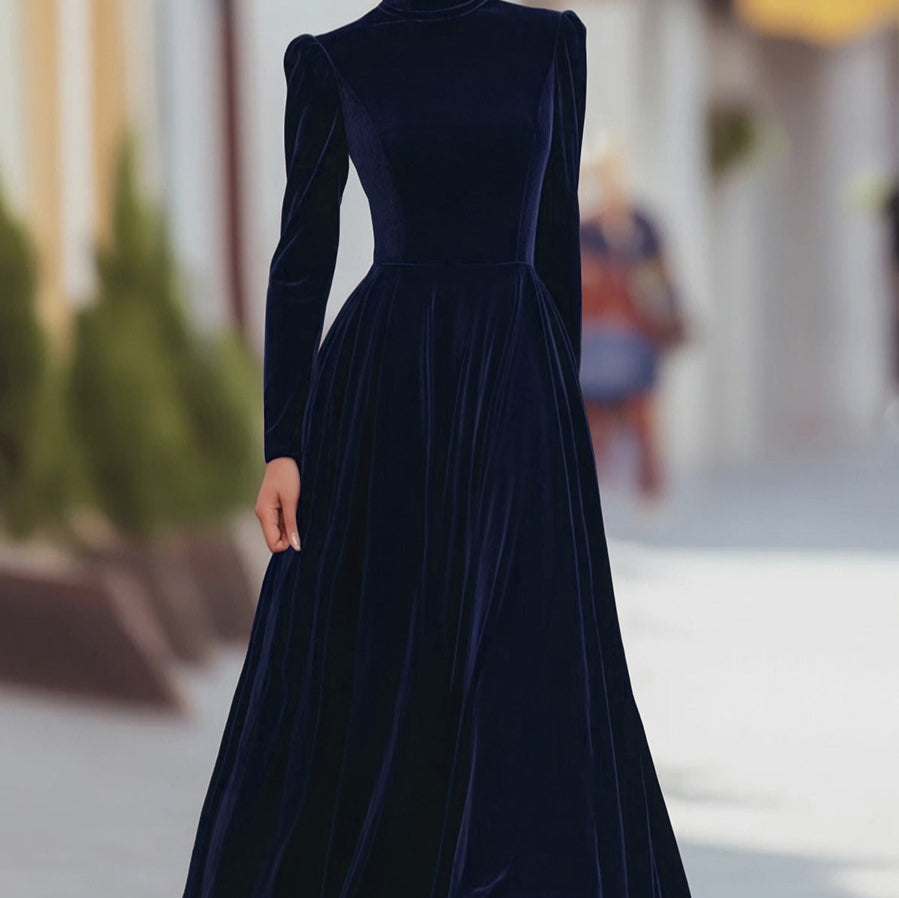 Beverly | Stylish Plush Puff Sleeve Winter Wedding Guest Maxi Dress