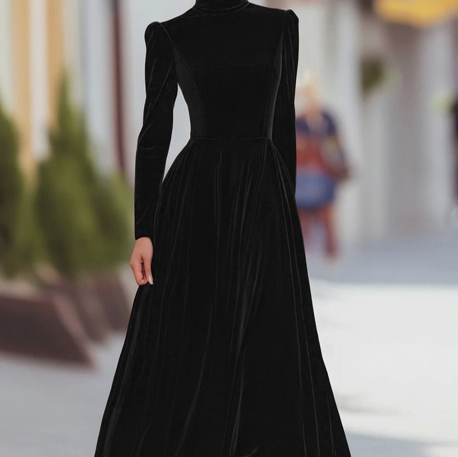 Beverly | Stylish Plush Puff Sleeve Winter Wedding Guest Maxi Dress