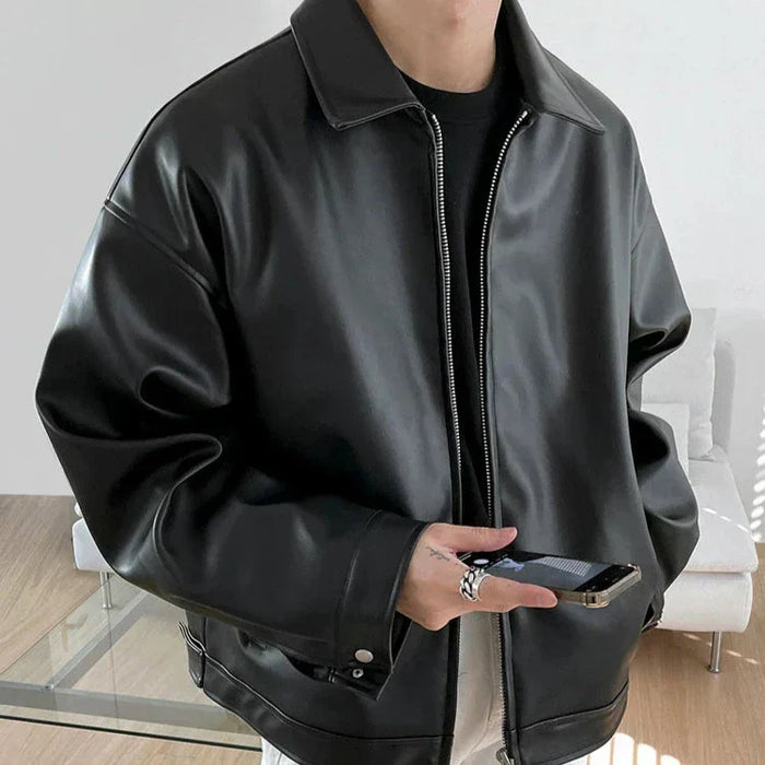 Noah | Tidløs Oversized Bomber Jakke i Skindlook