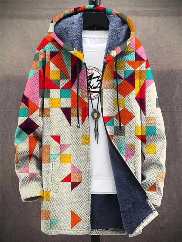 Brenda | Hooded Patchwork Print Quilted Jacket