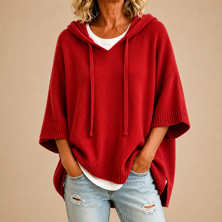 Brenda | Oversized Hooded Poncho Knit Sweater
