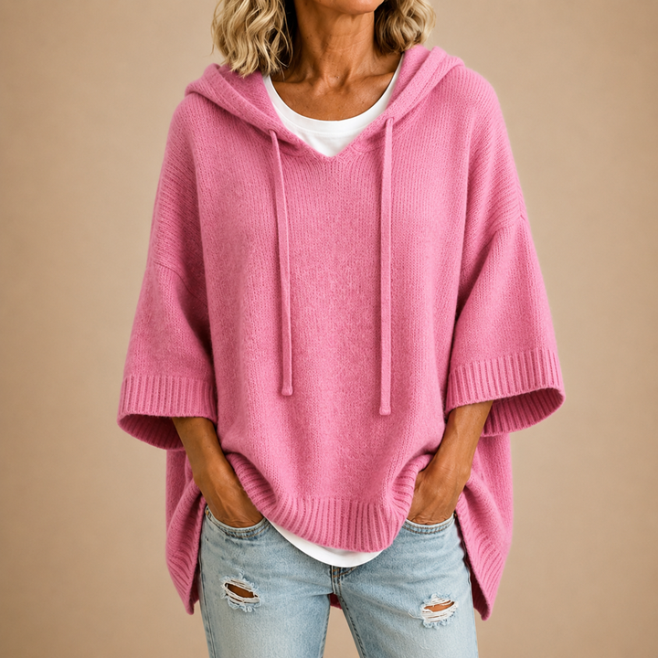 Brenda | Oversized Hooded Poncho Knit Sweater