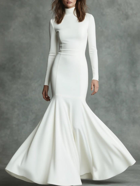 Brenda | Timeless High Neck Winter Wedding Guest Maxi Dress