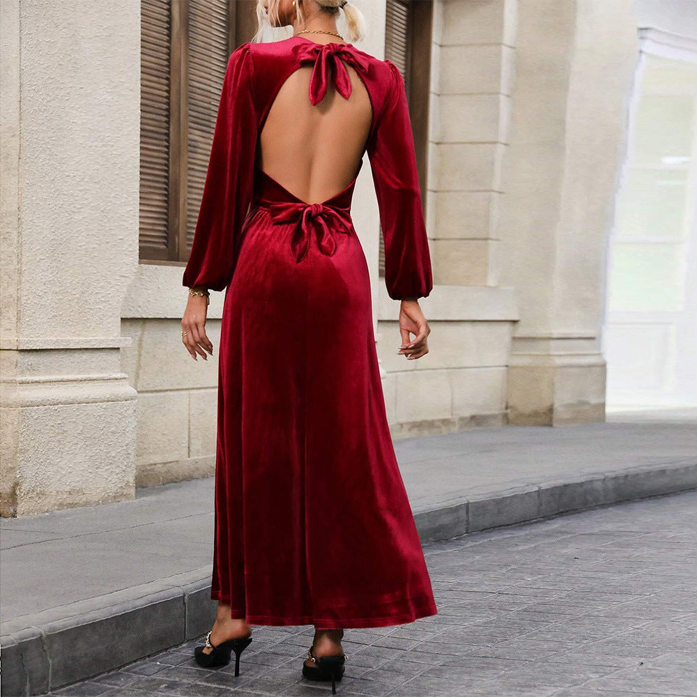 Brittany | Graceful Long Sleeve Winter Wedding Guest Maxi Dress