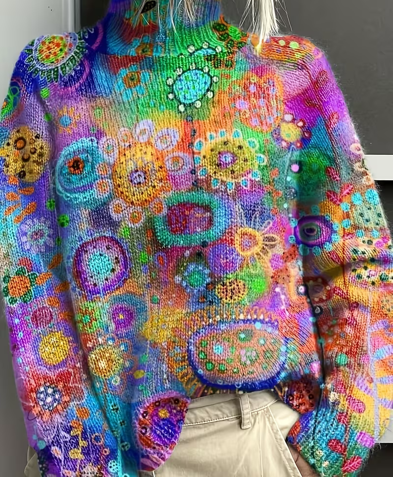 Brittany | Relaxed Floral Print Oversized Turtleneck Sweater