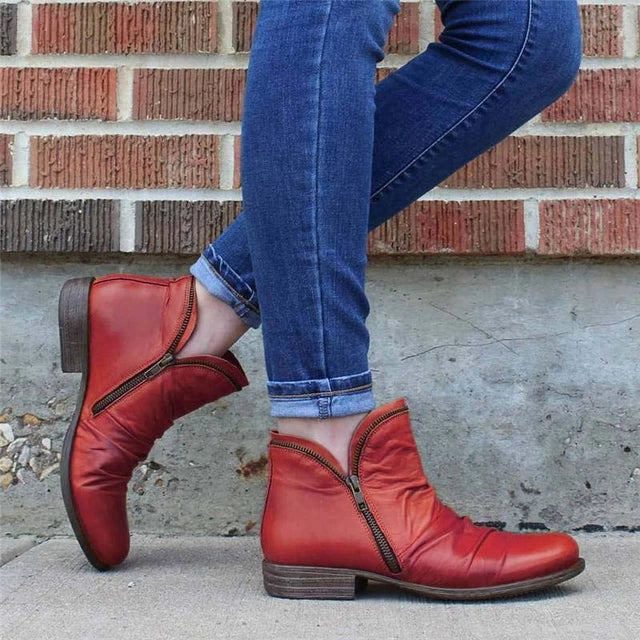 Carol | Sophisticated Side Zip Low Heel Ankle Boots