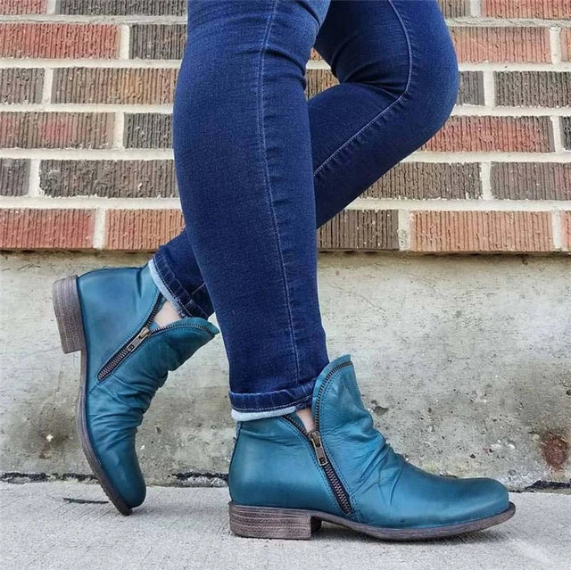 Carol | Sophisticated Side Zip Low Heel Ankle Boots
