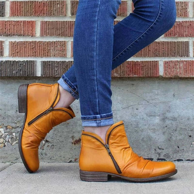 Carol | Sophisticated Side Zip Low Heel Ankle Boots