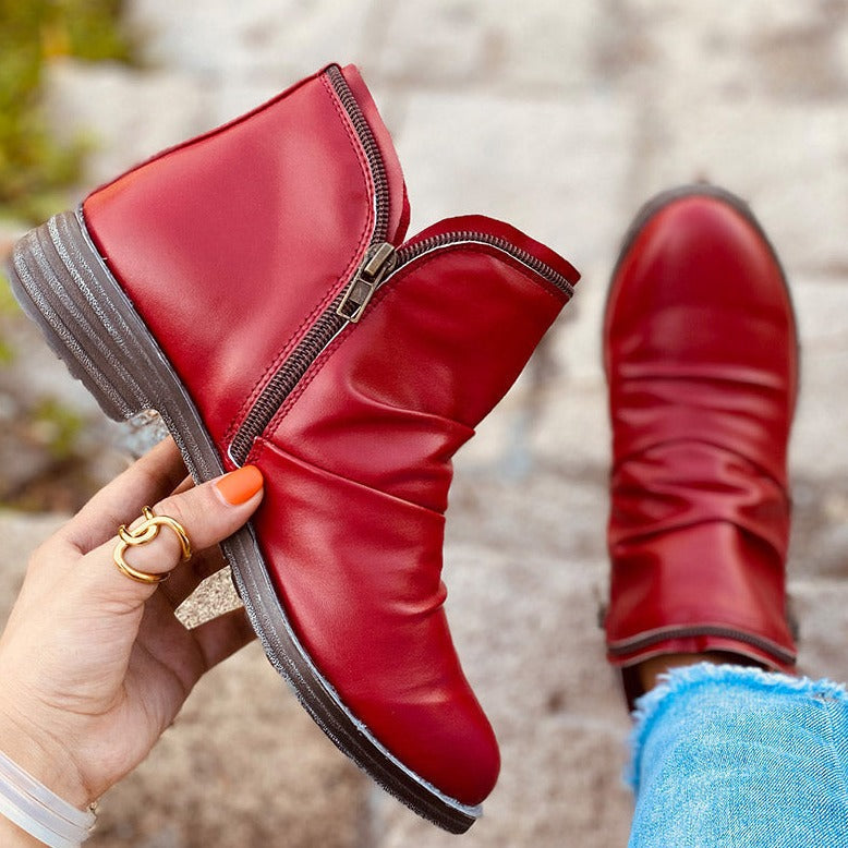 Carol | Sophisticated Side Zip Low Heel Ankle Boots