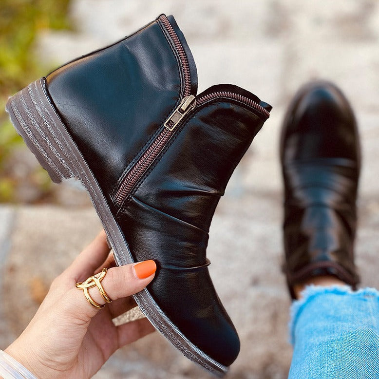 Carol | Sophisticated Side Zip Low Heel Ankle Boots