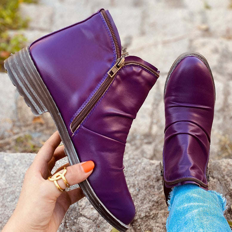 Carol | Sophisticated Side Zip Low Heel Ankle Boots