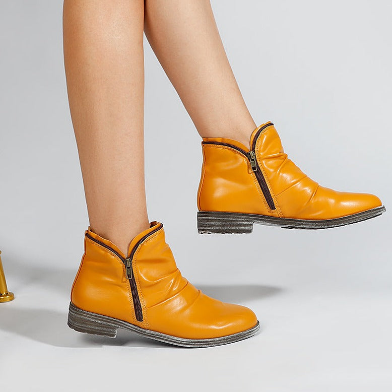 Carol | Sophisticated Side Zip Low Heel Ankle Boots