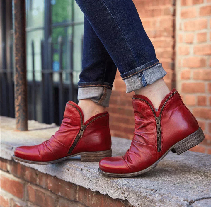 Carol | Sophisticated Side Zip Low Heel Ankle Boots