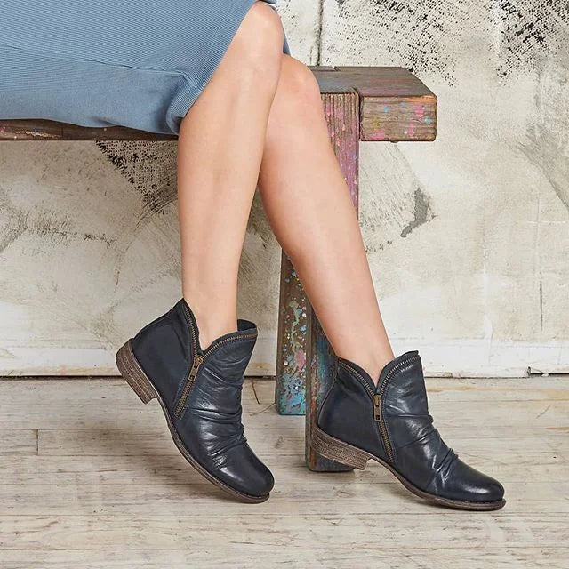 Carol | Sophisticated Side Zip Low Heel Ankle Boots