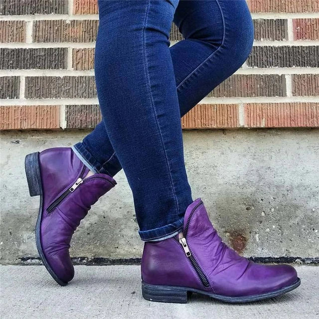 Carol | Sophisticated Side Zip Low Heel Ankle Boots