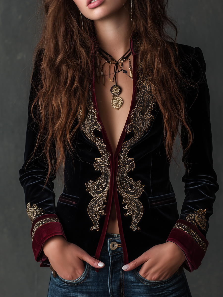 Carolyn | Elegant Vintage Inspired Baroque Embroidered Blazer