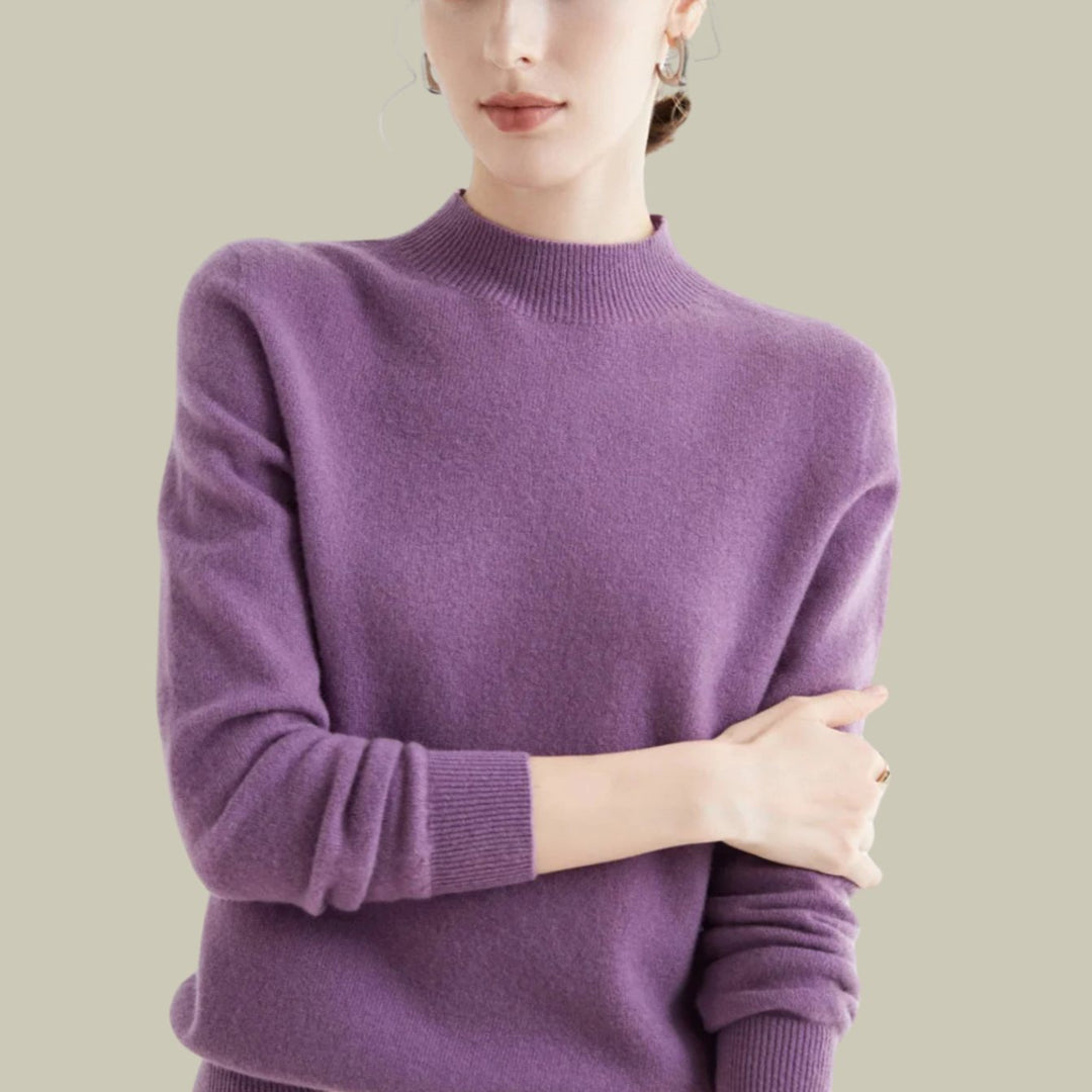 Catherine | Relaxed Mock Neck Ribbed Knit Sweater