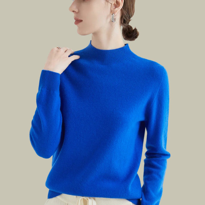 Catherine | Relaxed Mock Neck Ribbed Knit Sweater